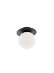 Immagine di Plafoniera Rotonda Nera Con Sfera Vetro Bianco 15 cm Haiku Smarter