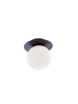 Immagine di Plafoniera Rotonda Nera Con Sfera Vetro Bianco 15 cm Haiku Smarter