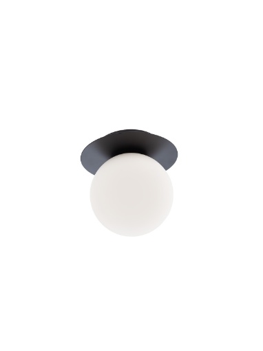 Immagine di Plafoniera Rotonda Nera Con Sfera Vetro Bianco 15 cm Haiku Smarter