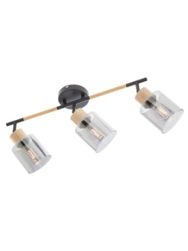 Immagine di Applique Parete Soffitto 3 Luci Orientabili Cilindri Vetro Fume Hansen Smarter