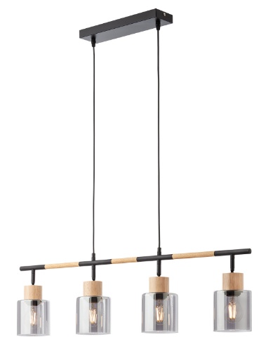 Immagine di Lampadario Per Tavolo Sala Da Pranzo Cilindri Orientabili Vetro Fume Hansen Smarter