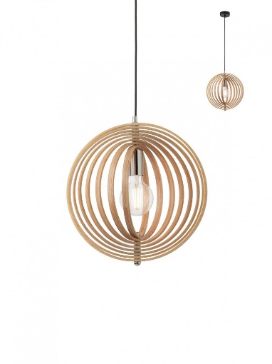 Immagine di Lampada A Sospensione Legno Naturale Cerchi Orientabili Ilusio Smarter