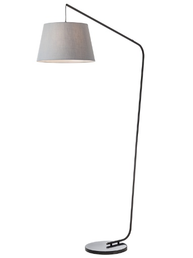 Immagine di Piantana Lampada Arco Kermit Nero Con Paralume Grigio Smarter Lighting
