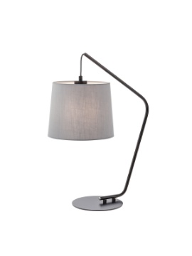 Immagine di Lampada Da Tavolo Curva Metallo Nero Kermit Con Paralume Grigio Smarter