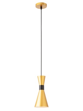 Immagine di Sospensione Kilt Cono Metallo Oro Per Tavolo Isola Cucina Smarter