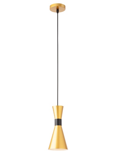 Immagine di Sospensione Kilt Cono Metallo Oro Per Tavolo Isola Cucina Smarter