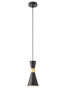 Immagine di Sospensione Kilt Cono Metallo Nero Per Tavolo Isola Cucina Smarter