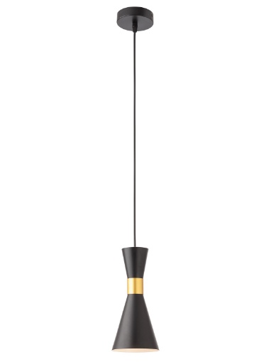 Immagine di Sospensione Kilt Cono Metallo Nero Per Tavolo Isola Cucina Smarter