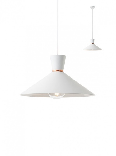 Immagine di Sospensione Da Cucina Moderna Cono Metallo Bianco 40 cm Kimono Smarter