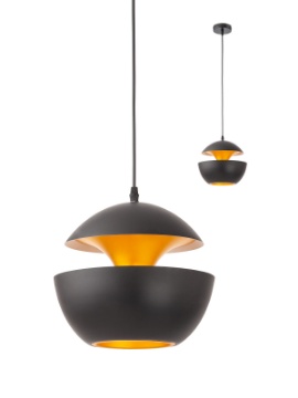 Immagine di Lampada Design Sospensione Per Comodino Metallo Nero Oro Lampu Smarter