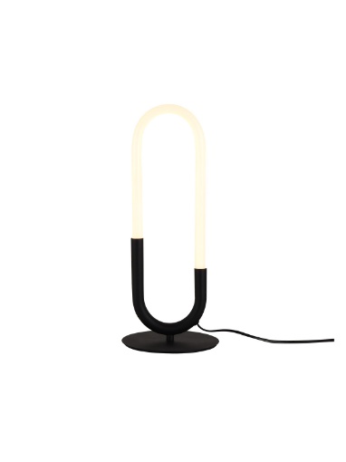 Lampada Da Tavolo Comodino Design Ovale Moderno Led Latium Nero