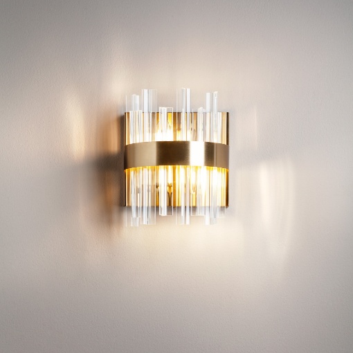 Immagine di Applique Stile Contemporaneo Ottone Antico Con Canne Vetro Lido Smarter