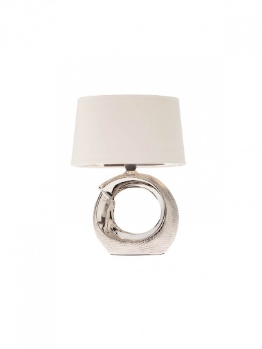 Immagine di Abatjour In Ceramica Argento 31 cm Con Paralume Bianco Lua Smarter