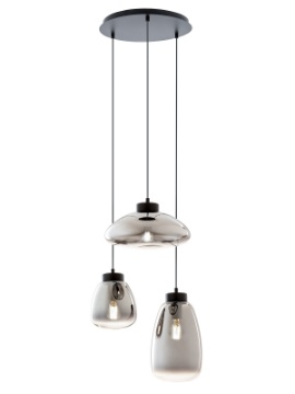 Immagine di Lampadario 3 Luci Moderno Per Tavolo Cucina Soggiorno Vetri Fume Luke Smarter