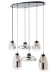 Immagine di Lampadario 6 Luci Vetri Fume Per Soggiorno Moderno Luke Smarter