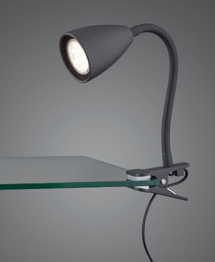 Lampada Nera da Scrivania con Morsetto e Braccio Flessibile Wanda 1xGU10  Trio Lighting