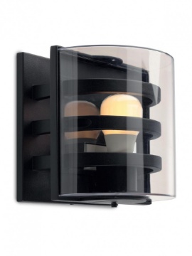Immagine di Applique Da Esterno Curvo Nero Fume Marano E27 Smarter Lighting IP54