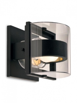 Immagine di Applique Da Esterno Piccola Curva Nero Fume Marano IP54 E27 Smarter