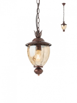 Immagine di Sospensione Rustica Per Esterni Nero Rame Con Vetro Cognac IP33 Matera Smarter