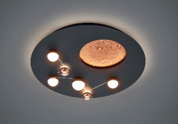 Immagine di Plafoniera Nero e Caffè Effetto Luna e Pianeti Led Antiabbagliamento Switch Dimmer CCT Zodiac Trio Lighting 
