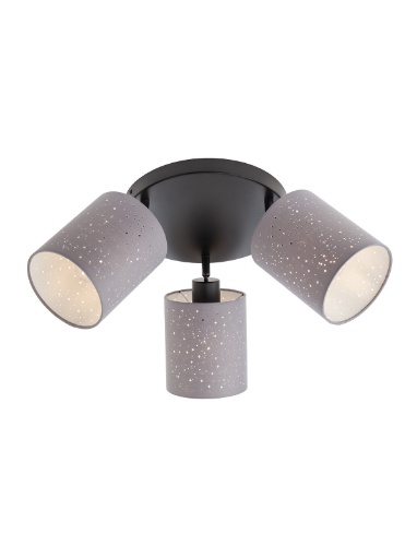 Immagine di Plafoniera 3 Luci Spot Orientabili Nero Con Paralumi Grigio Nigra Smarter
