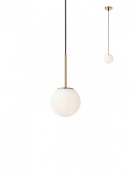 Immagine di Lampadario Da Comodino Oro Con Sfera Bianca Pendente 15 cm Niva Smarter