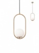 Immagine di Lampadario Pendente Ovale Oro Per Comodini Con Sfera Vetro Bianco Niva Smarter