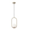 Immagine di Lampadario Pendente Ovale Oro Per Comodini Con Sfera Vetro Bianco Niva Smarter