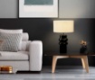 Immagine di Lume Da Tavolo Almeria 1xE27 Base Ceramica Nera e Paralume Bianco Ø40 cm ACB 