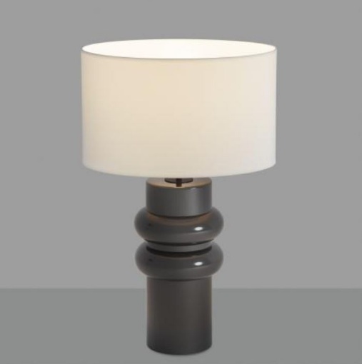 Immagine di Lume Da Tavolo Almeria 1xE27 Base Ceramica Nera e Paralume Bianco Ø40 cm ACB 