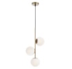 Immagine di Lampadario Oro Verticale 3 Sfere Vetro Bianco Niva Smarter