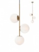 Immagine di Lampadario Oro Verticale 3 Sfere Vetro Bianco Niva Smarter