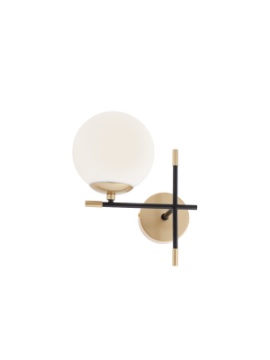 Immagine di Applique Stile Contemporaneo Nero Oro Con Sfera Bianca Essential Smarter