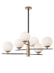 Immagine di Lampadario Per Soggiorno Nero Oro 6 Luci Con Sfere Vetro Bianco Essential Smarter