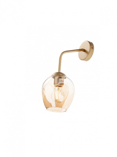 Immagine di Applique Braccio Curvo Oro Coppa Vetro Cognac Trasparente Pierce Smarter Lighting