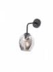 Immagine di Applique Moderna Braccio Curvo Nero Coppa Vetro Fume E27 Pierce Smarter
