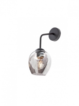 Immagine di Applique Moderna Braccio Curvo Nero Coppa Vetro Fume E27 Pierce Smarter