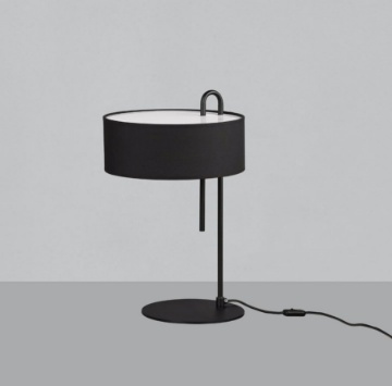 Immagine di Lampada da Tavolo Nera 53 cm Con Paralume Cotone Clip ACB
