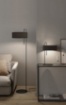 Immagine di Piantana Nera Soggiorno 150 cm Clip Paralume Rotondo Cotone ACB