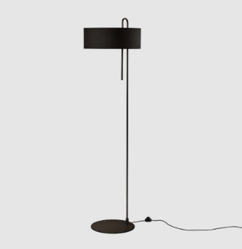 Immagine di Piantana Nera Soggiorno 150 cm Clip Paralume Rotondo Cotone ACB