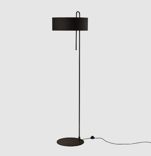 Immagine di Piantana Nera Soggiorno 150 cm Clip Paralume Rotondo Cotone ACB