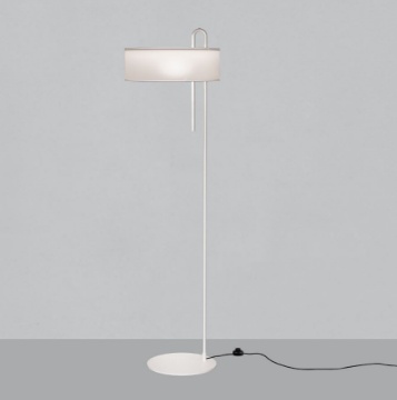 Immagine di Lampada da Terra Bianca Moderna Paralume Rotondo Cotone Clip ACB 