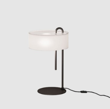 Immagine di Lumetto Moderno Base Nera e Paralume Rotondo Bianco 1xE27 Clip ACB