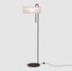 Immagine di Piantana Moderna Fusto Nero con Paralume Circolare Cotone Bianco Clip ACB 