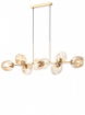 Immagine di Lampadario Tavolo Da Pranzo Oro 8 Luci Coppe Vetro Cognac Pierce Smarter