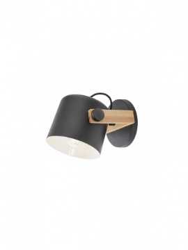 Immagine di Applique Industrial Legno Metallo Nero E27 Direzionabile Pooh Smarter