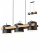Immagine di Lampadario 3 Luci Orientabili Per Tavolo Industrial Legno Metallo Nero Pooh Smarter