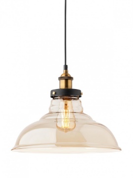 Immagine di Sospensione Per Cucina Bronzo Vintage Campana Vetro Ambra 35 cm Saville Smarter