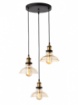 Immagine di Lampadario Per Tavolo Pranzo Bronzo Vintage Vetri Ambra 3 Luci Saville Smarter