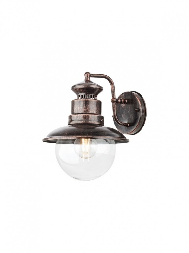 Immagine di Lanterna Vintage Nero Rame Applique Da Esterno Sfera Vetro IP44 Scott Smarter